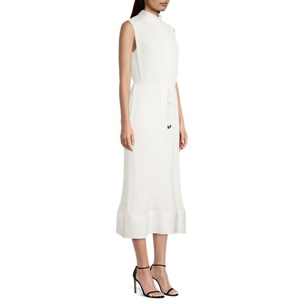 MILLY Melina Solid Pleated Dress Size 8 $425 - Picture 2 of 11